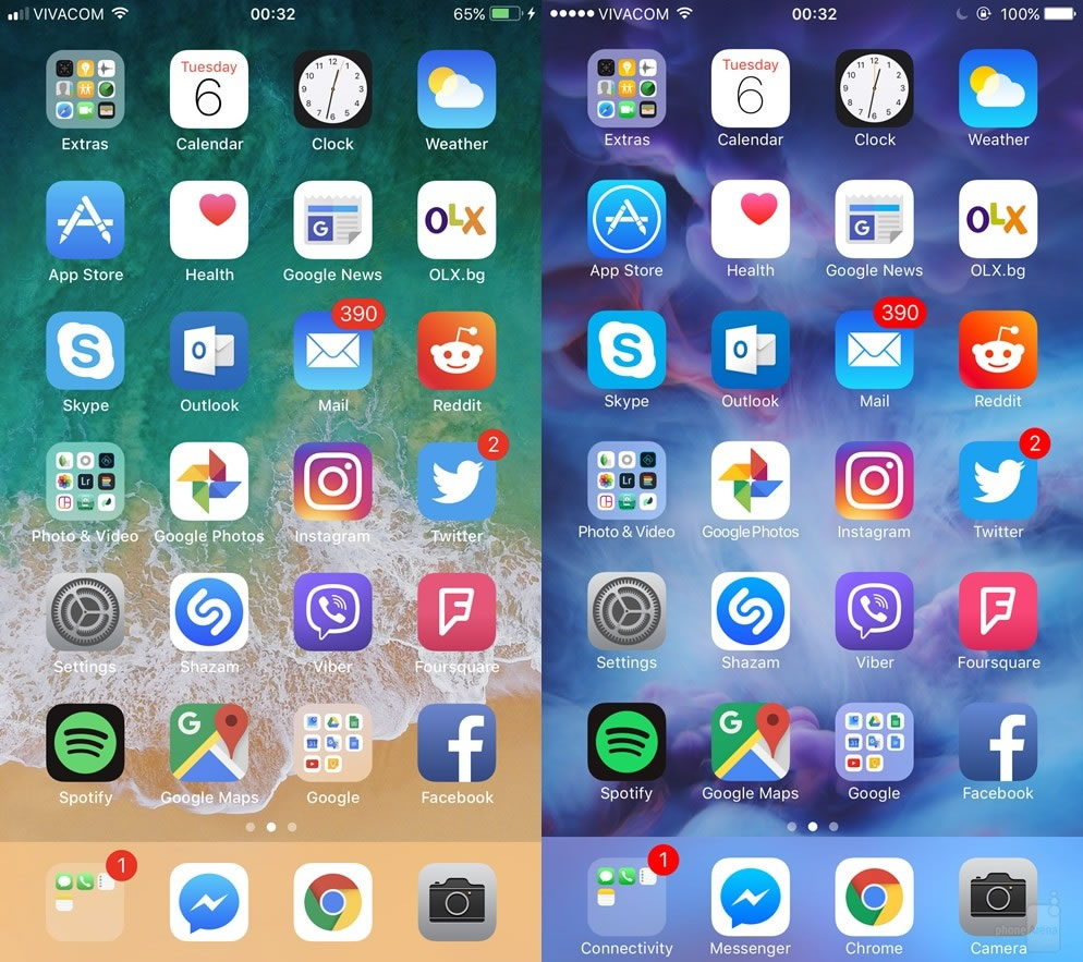 ios11-vs-ios10-home-screen